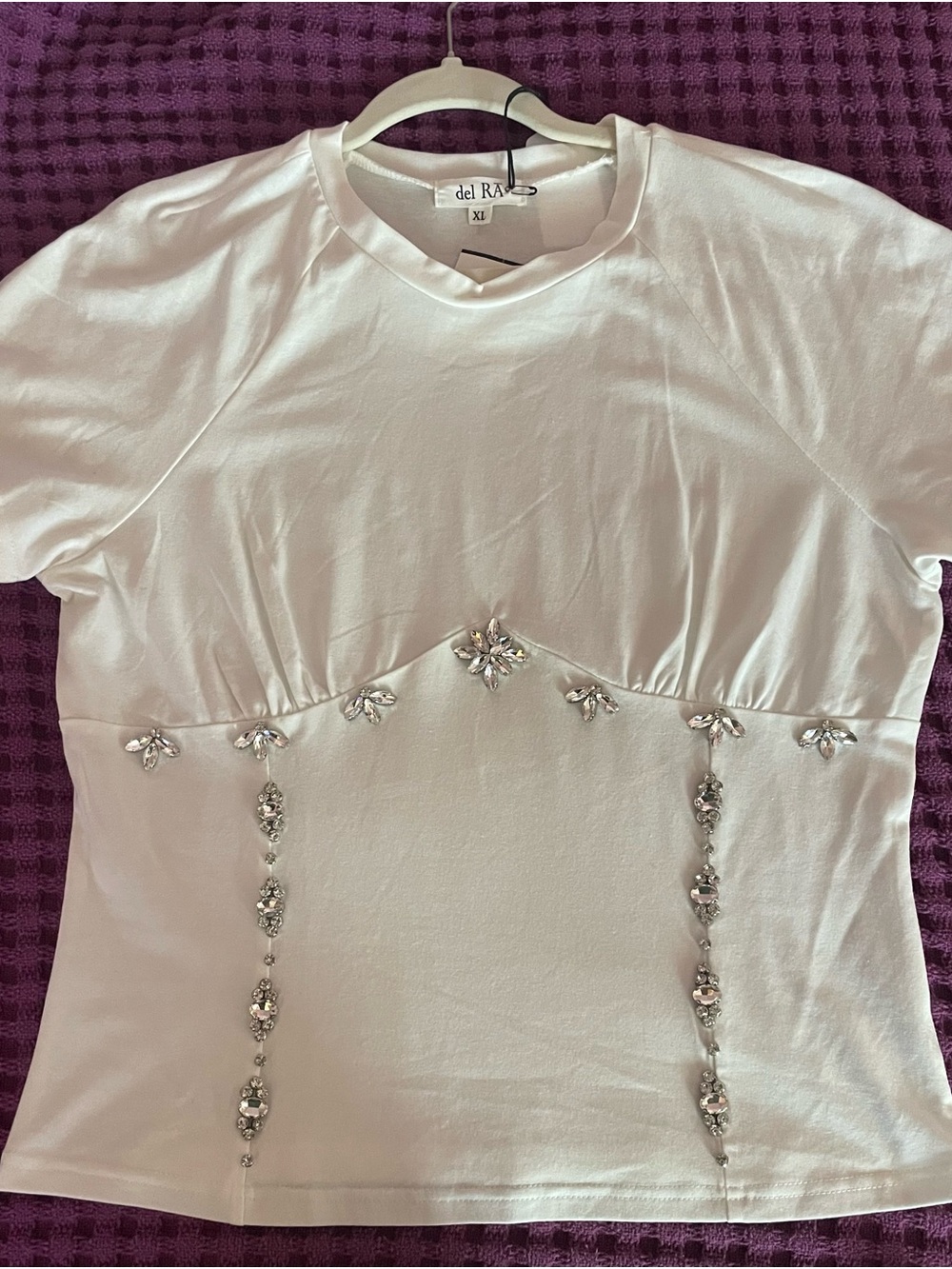 White Short-Sleeve Embellished Tee
